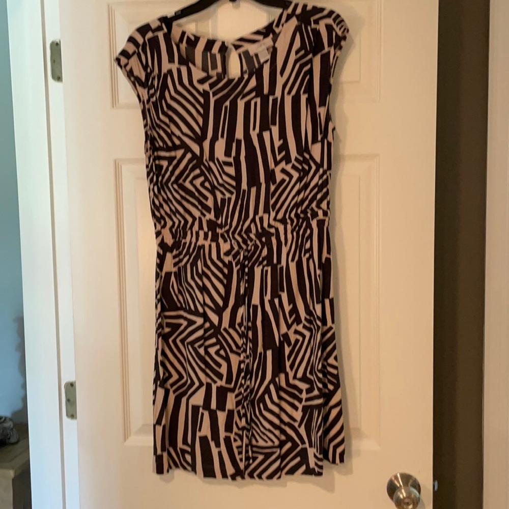 Black and Tan tie waist dress Loft size M